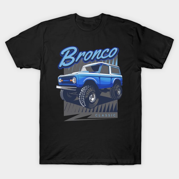 Classic Ford Bronco Blue T-Shirt by Danahukee